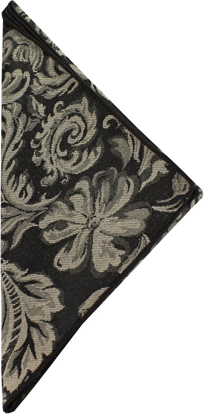 20 x 20-Inch Square Damask Cloth Napkins, Black, Set of 12 | Bulk Case of 1 Dozen, Miranda Jacquard, Dinner Napkins, 50% Cotton / 50% Polyester Fabric, Woven Damask Pattern, Soft Hand by UltimateTextile
