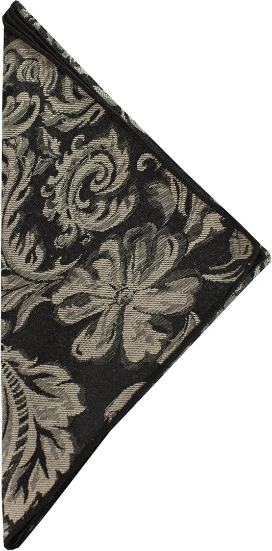 20 x 20-Inch Square Damask Cloth Napkins, Black, Set of 24 | Bulk Case of 2 Dozen, Miranda Jacquard, Dinner Napkins, 50% Cotton / 50% Polyester Fabric, Woven Damask Pattern, Soft Hand by UltimateTextile