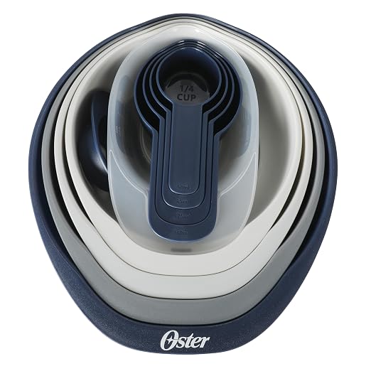 Oster 12 Piece Nesting Mixing Bowl Set, 3 Bowls with Lids & 6 Measuring Cups, Non-Slip Bases, Pour Spouts, Space-Saving Kitchen Prep Set, Dishwasher Safe - Image 7