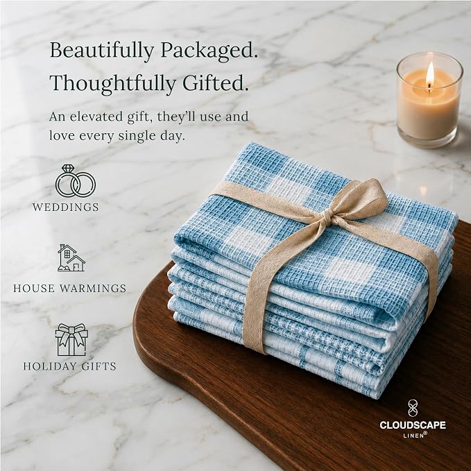 CSL Premium Kitchen Towels Set of 6,Highly Absorbent,Quick Dry,18x28, Aqua - Image 8