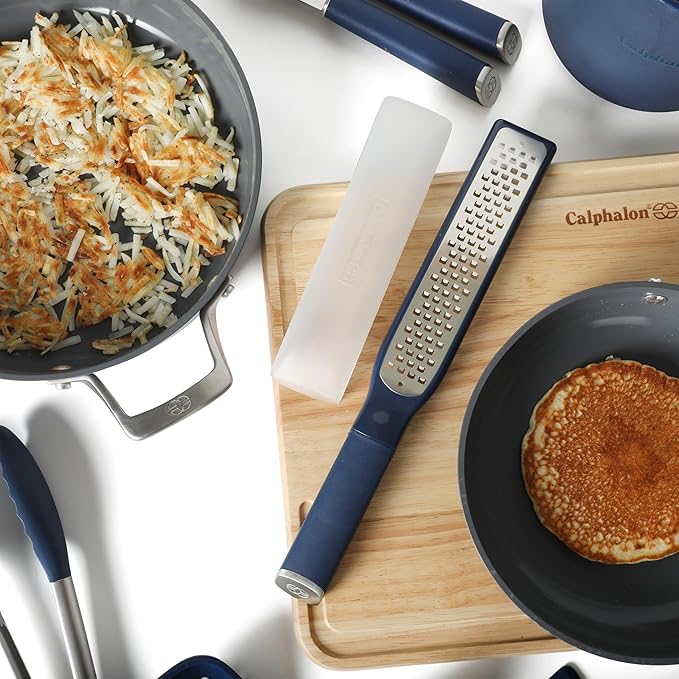 Calphalon Edge 10-Piece Kitchen Utensil Set with Crock, Stainless Steel and Silicone Cooking Tools, Nonstick-Safe Utensils with Comfortable Handles, Navy Blue - Image 5