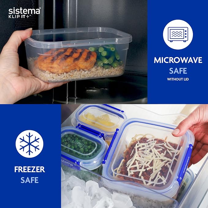 SISTEMA Klip It Food Container, Plastic, Clear, 1 x 2.2 L, 2 x 1 L, 3 - Image 5