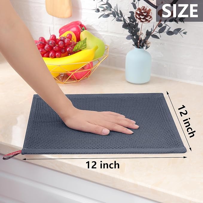 Homaxy 100% Cotton Waffle Weave Kitchen Dish Cloths, 9-Pack, Mixed Color | Ultra Soft Absorbent Dish Towels, Quick Drying Dish Rags with Hanging Loop, 12 x 12 Inches - Image 5