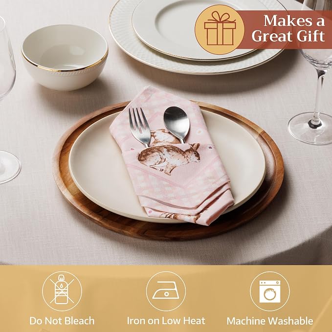 Maison d' Hermine Cloth Napkins Set of 4 Reusable 100% Cotton (18" x 18") | Everyday Square Napkins Cloth Washable Dinner Party Wedding Restaurant Hotel Kitchen Spring Summer - Easter - Image 4