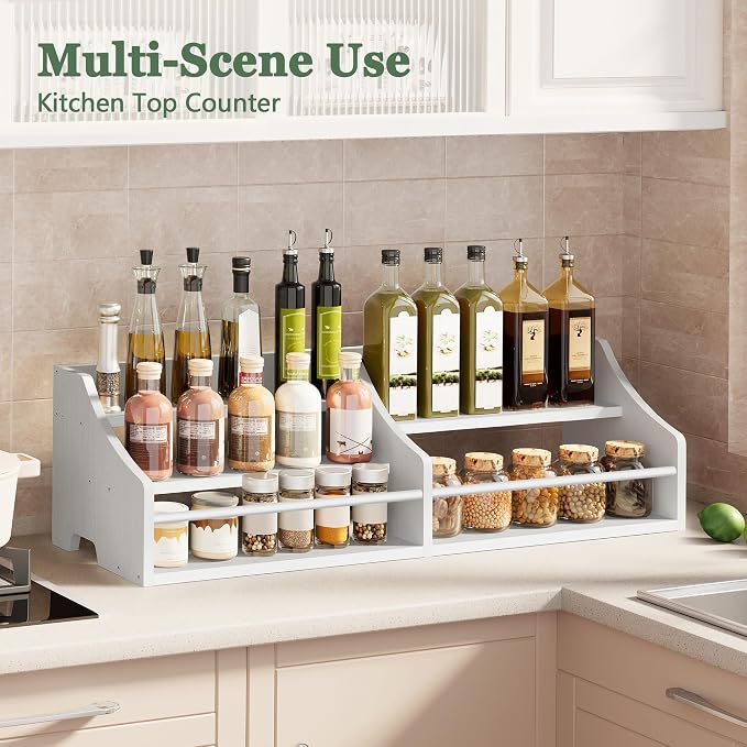 5 Tier Countertop Liquor Bottle Display Shelf Organizer, Retro Tabletop Wine Rack Stand, Multi-Purpose Storage Holder for Whiskey, Spirits, Coffee Syrup, Mini Home Bar & Liquor Cabinet, White - Image 6