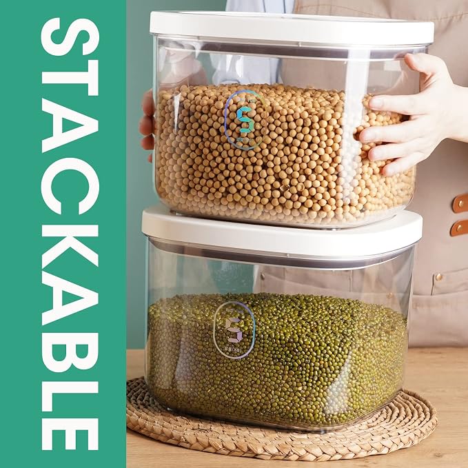 TBMAXS Airtight Rice Container 10 Lbs, Clear Plastic Food Storage Container Bin For Flour Sugar, Dry Food Holder with Easy Locking Lid for Kitchen Pantry Organization and Storage - Image 3