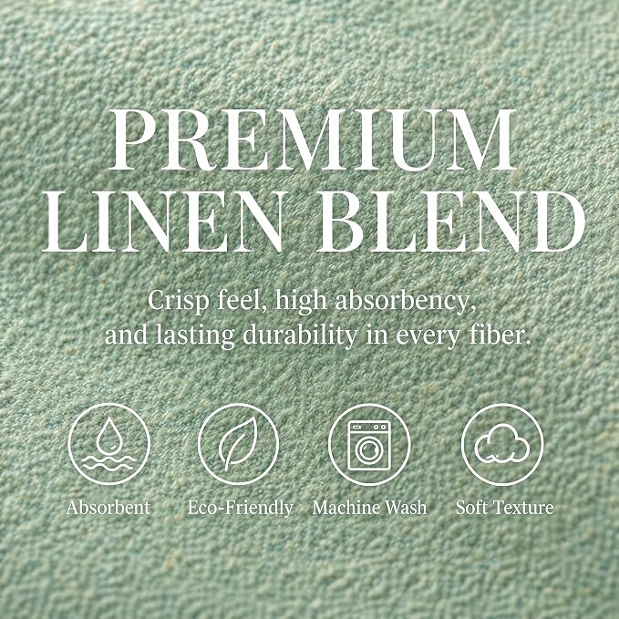 17x17 Solid Green Linen Napkins Set of 12 Washable Holiday Table | Need festive table decor? This 12-pack of green cloth napkins is perfect for adding rustic charm to holiday dinners. - Image 4