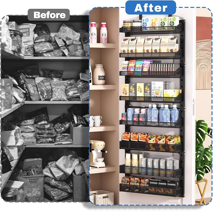 coobest 8-Tier Over the door Spice Rack Organizer, Large Heavy Duty Metal Wall Mount or Over The Door, 2 in 1 Rust-Proof Hanging Storage Shelf for Kitchen Pantry, Bathroom, Laundry Room, Closet - Image 8