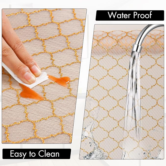 Cooyes Shelf and Drawer Liners for Kitchen Cabinets, Non Adhesive Cabinet Liner, EVA Waterproof Durable Non-Slip Drawer Mats for Shelves, Fridge, Storage, Kitchen Cupboards – Modern Pattern - Image 5