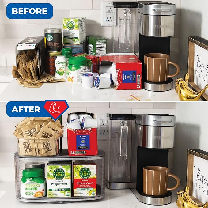 2-Tier Lazy Susan Pantry Organizer – Steel Reinforced Turntable for Kitchen Cabinets & Pantry Storage – Heavy-Duty Can Organizer Holds Up to 30 lbs – Rotates 360° – Includes 2 Bonus Bins - Image 10