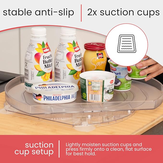 Lazy Susan for Refrigerator - 360° Turntable Refrigerator Organizer and Storage Tray for Fridge, Cabinet & Pantry - Rectangle Lazy Susan (16.5"x11.5"x1.5") - Image 2