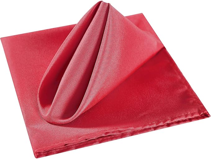 Cloth Napkins 17x17 inch Washable Polyester Dinner Napkins Soft Table Napkins for Wedding Party Dining Banquet(Red,25PCS) - Image 3