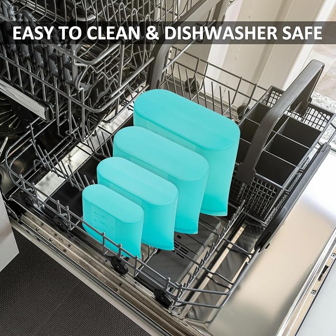 8-Pack Reusable Silicone Food Storage Bags, 100% Silicone Stand-Up Wide-Open Zip-Lock Reusable Storage Bags for Food, Freezer Microwave Oven Dishwasher Safe, Aqua, 2XL(0.8 Gallon) 2M 2S 2XS - Image 4