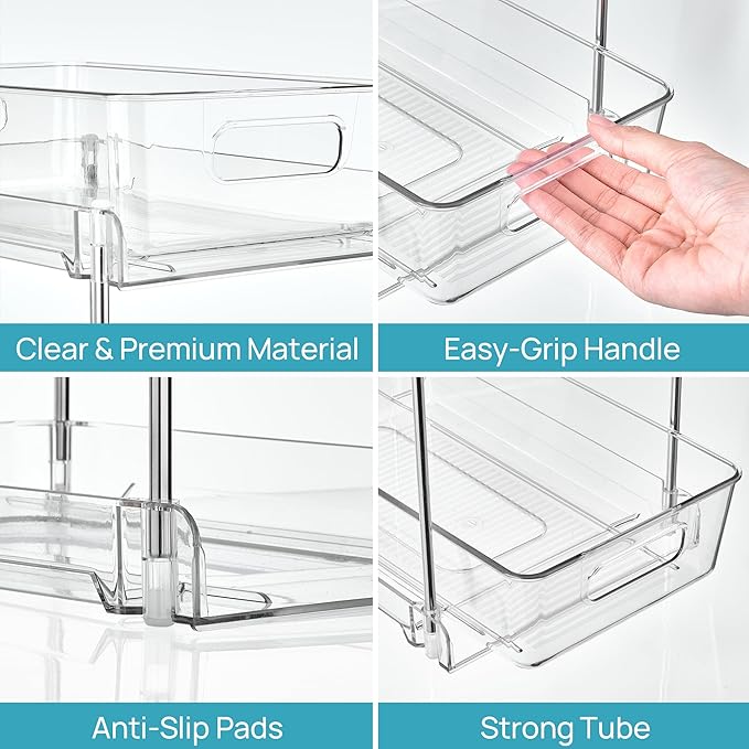 Vtopmart 2 Pack Taller Pull Out Bathroom Under Sink Organizer (S-Higher) | Slide-out drawers, Multi-purpose storage, Clear visibility, Easy Set-up - Image 8