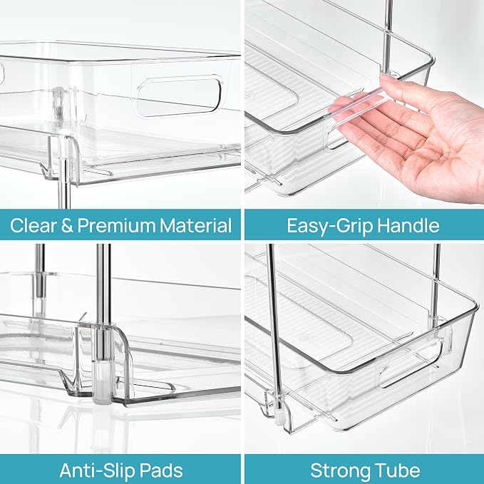 Vtopmart 4 Pack Taller Pull Out Bathroom Under Sink Organizer (S-Higher) | Slide-out drawers, Multi-purpose storage, Clear visibility, Easy Set-up - Image 8