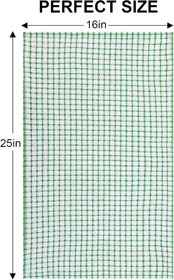 Kitinjoy Cotton 12 Pack Terry Kitchen Towels, Green | 16 x 25 Inches Super Soft and Absorbent Dish Towels, Quick Drying hand towels for kitchen Drying - Image 6