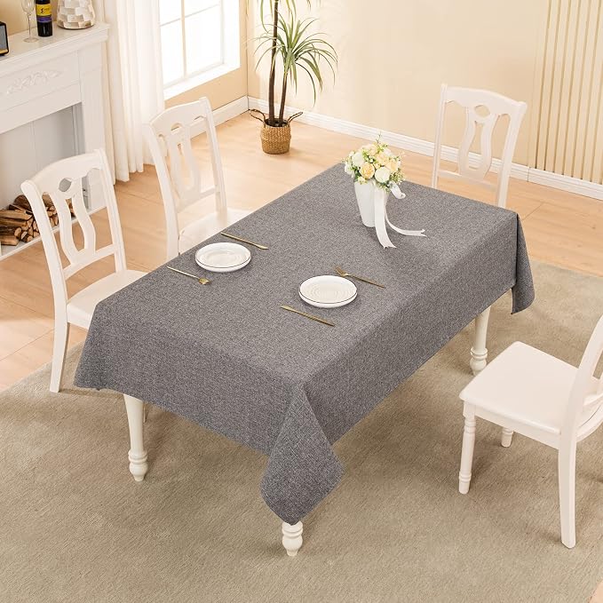 BALCONY & FALCON Rectangle Table Cloth Waterproof Gray 85"x57" | Rectangular Washable Wrinkle Resistant Table Cloth Linen Fabric Tablecloths for Dining Party Kitchen Wedding and Outdoor Use - Image 5