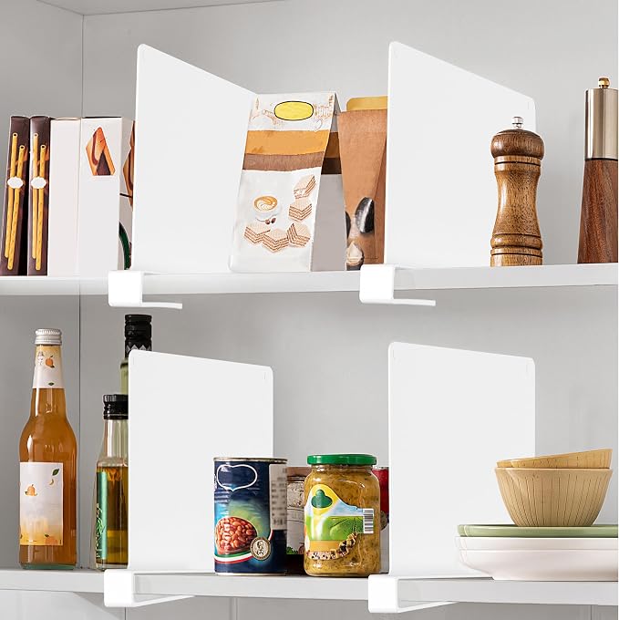 HBlife 8 Pcs White Acrylic Shelf Dividers, Vertical Purse Organizer for Closet Perfect for Sweater, Shirts, Handbags in Bedroom and Kitchen, Closet Separators for Organization Cabinet - Image 7