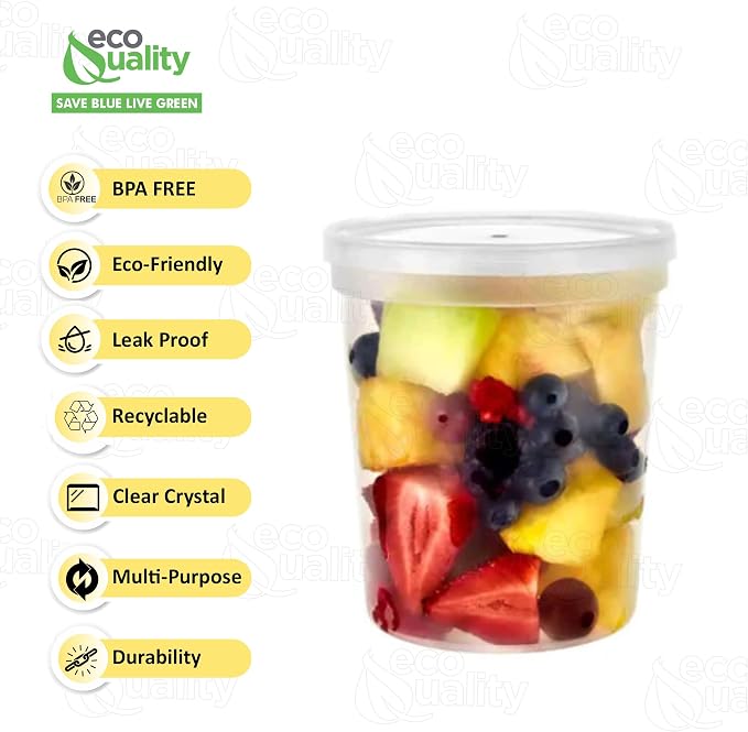 32oz Plastic Deli Food Storage Containers with Lids 400 Count - Round Containers Perfect for Food Storage, Portion Control, Meal Prep, Organization, Liquids, Travel, Home, School (32 Ounces) - Image 2