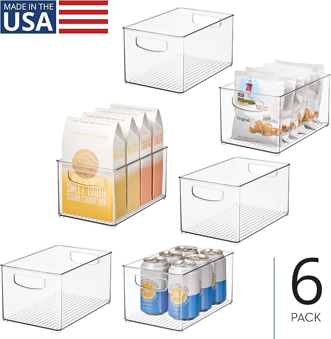 iDesign Stackable Clear Plastic Bin, 6-Pack | Kitchen Organizers and Storage, For Fridge and Pantry - Image 2