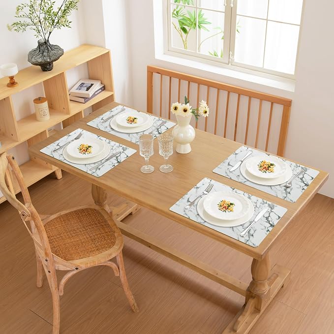 FROMHEART Faux Leather PU Placemats Set of 8 (Marble,11.8" x 17") | Waterproof,Heat/Oil Stain-Resistant Table Mat–Reversible,Non-Slip,Easy to Clean Place Mats for Kitchen,Dining,Indoor/Outdoor - Image 3