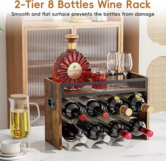 KLM 2-Tier Wine Rack, can Hold 8 Bottles.Suitable for Home Kitchens, Restaurants, Food Pantries, cabinets, and Bars. - Image 2