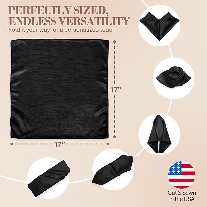 17 x 17-Inch Shantung Satin Cloth Napkins, Black Set of 60 - Image 6