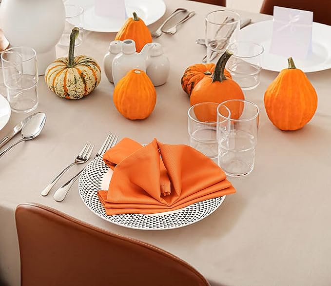 Ruvanti Cloth Napkins Set of 12, 18x18 Inches Napkins Cloth Washable, Soft, Durable, Absorbent, Cotton Blend. Table Dinner Napkins Cloth for Thanksgiving, Halloween Dinners Parties - Orange/Fall - Image 2