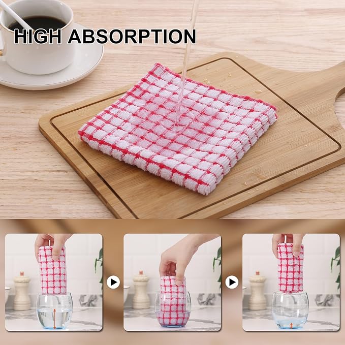 Kitinjoy Cotton 12 Pack Terry Kitchen Dish Cloths, Mix Colour | 12 x 12 Inches Super Soft and Absorbent Dish Rags, Quick Drying Dish towels for Washing Dishes - Image 5