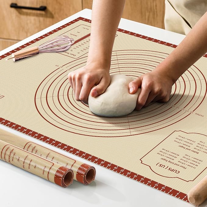 DANIA & DEAN 36"x24" Extra Thick Silicone Baking Mat for Pastry and Bread | Non-Slip & Non-Stick Mat with Measurements, for Pizza, Pie Crust, Dough Rolling, Pasta & Sourdough, Reusable Counter Sheet by DANIADEAN