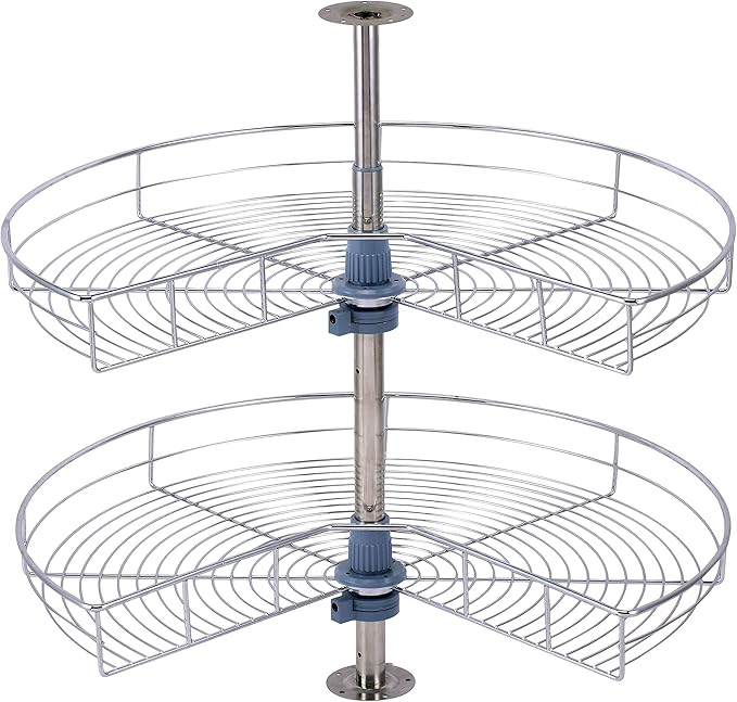 Dowell Base Cabinet Kidney Shape Dia.28 270° Lazy Susan, 2 Shelves, Kitchen Base Corner Cabinet Organizer (Chrome 4001 270 28) by DowellKitchenBath