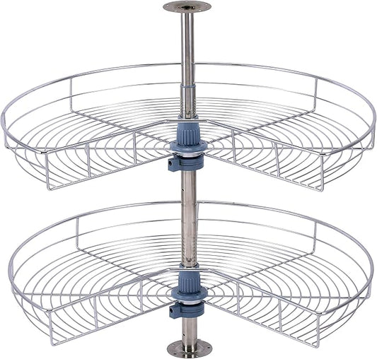 Dowell Base Cabinet Kidney Shape Dia.28 270° Lazy Susan, 2 Shelves, Kitchen Base Corner Cabinet Organizer (Chrome 4001 270 28) by DowellKitchenBath