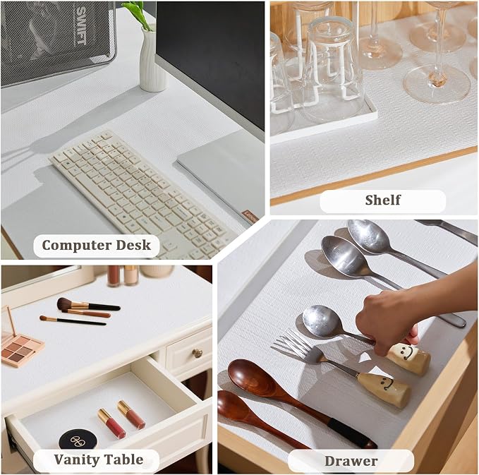Shelf Liner for Kitchen Cabinets and Drawers, 12" x 240" White | Non-Adhesive Design, Waterproof & Non-Slip Protection, Easy Cut to Fit, Washable and Reusable, Pantry Storage - Image 7