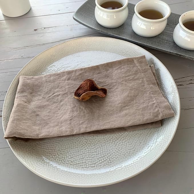 Linen Napkins –100% French Flax – Stonewashed Pure Linen Cloth Napkins - Size 18 Inch x 18 Inch – Set of 4 (Natural Rustic Taupe) - Image 4