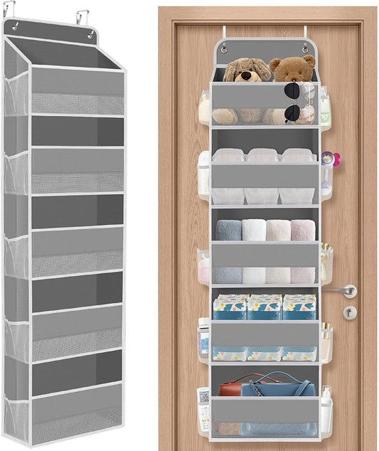 1Pack Over The Door Organizer Large Capacity Hanging Storage Room Organizer | 40 lb Capacity, Ultra-Sturdy, Foldable, Mesh Design with Clear Window, Space-Saving Organizer for Pantry, Nursery & Closet by SpaceHacks