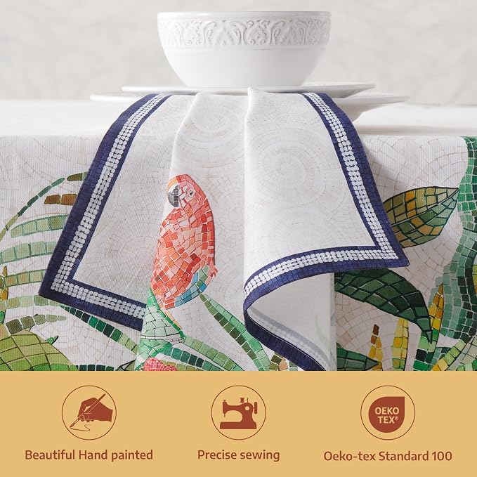 Maison d' Hermine Cloth Napkins Set of 4 100% Combed Cotton (20" x 20") | Everyday Square Napkins Cloth Washable Dinner Party Wedding Restaurant Hotel Kitchen Spring Summer - Mosaic - Image 2