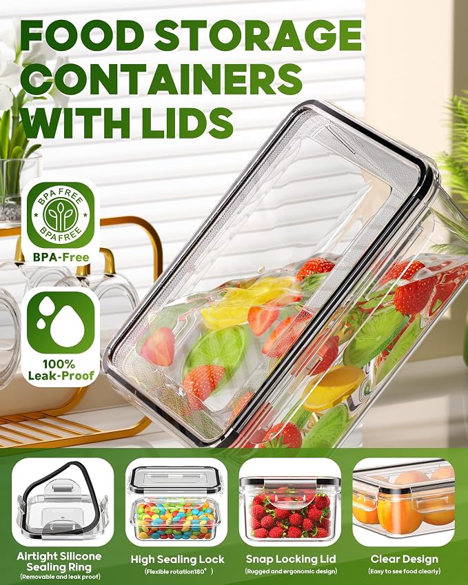 KEMETHY 60 PCS Food Storage Containers with Lids, Plastic Food Containers | BPA-Free, Leak Proof, Reusable, Microwave/Dishwasher Safe Meal Prep Containers with Labels & Pen, 30 Containers & 30 Lids - Image 3