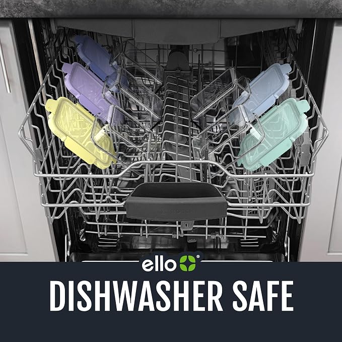 Ello Color Lock Glass Meal Prep Sets Leak-Proof Glass Food Storage Containers with Airtight BPA-Free Plastic Lids, Dishwasher, Microwave, and Freezer Safe - Image 7