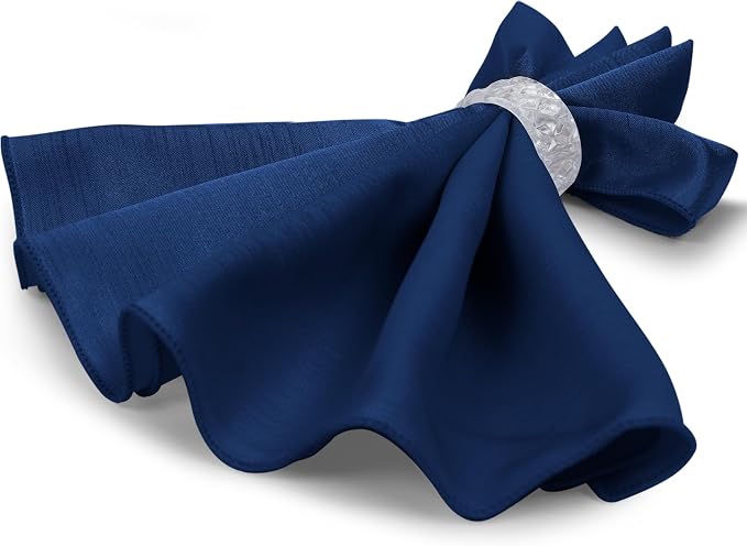 17 x 17-Inch Shantung Satin Cloth Napkins, Navy, Set of 12 | Bulk Case of 1 Dozen, Square, 100% Polyester Fabric, Reversible, Faux Dupioni Silk Reverse Side, Machine Washable, Blue - Image 7