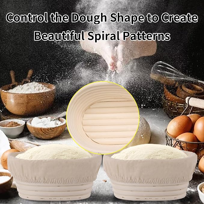 KONGDY 6 Pcs Banneton Bread Proofing Basket Oval Sourdough Bread Basket | (6.7x4.7x3in) Mini Bread Proofing Basket with Liner Professional & Home Bread Baking Supplies (Small Oval) - Image 5