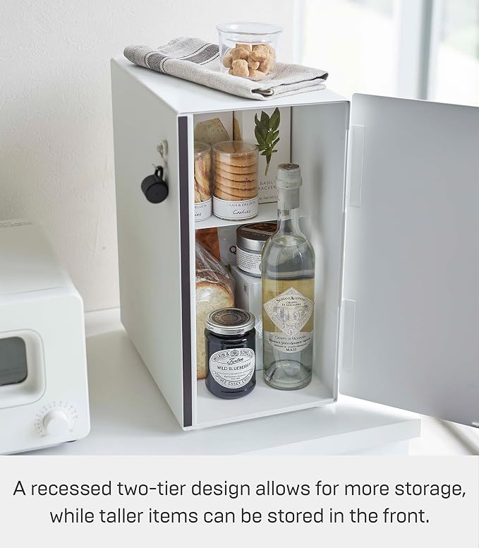 YAMAZAKI Home Tower Bread Box Keeper Holder Container, Metal Bread Holder Saver, Slim Space Saving Counter Storage - Steel - Image 3