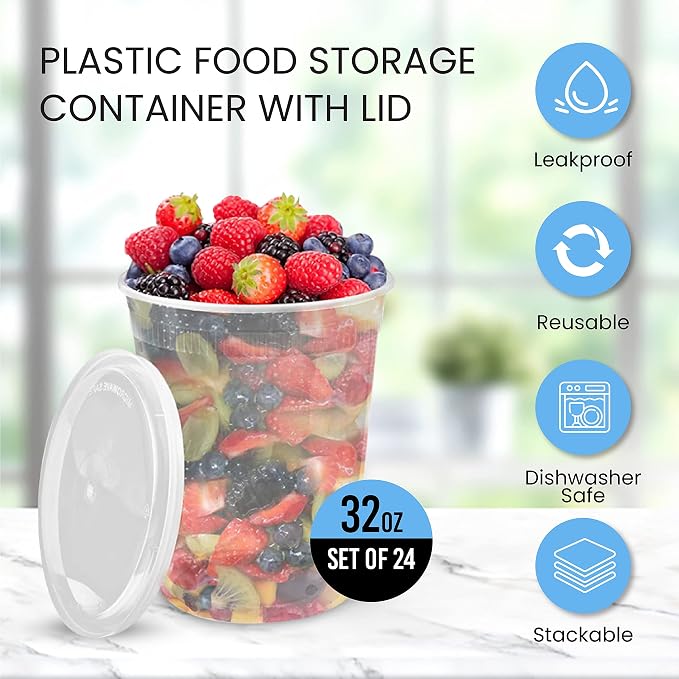 Deli Containers with Lids, Food Storage Containers with Lids 32 OZ (32 OZ -24 sets) - Image 4