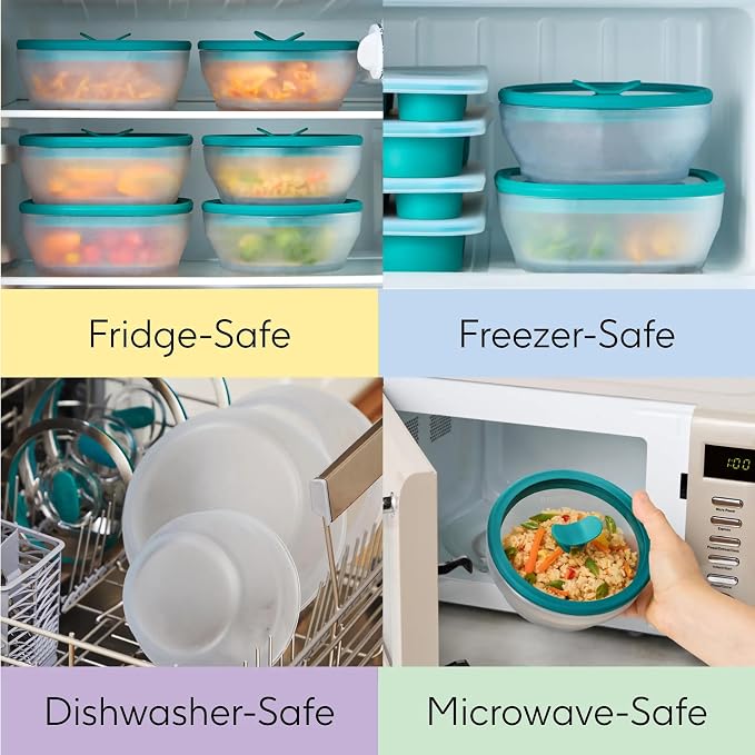 Anyday 2-Pack 2-Cup Glass Food Storage Set (Kale) | Plastic-Free Frosted Meal Prep Bowls, Stackable Airtight Container with Vented Silicone Lid for Microwave-Safe Reheating - Image 6