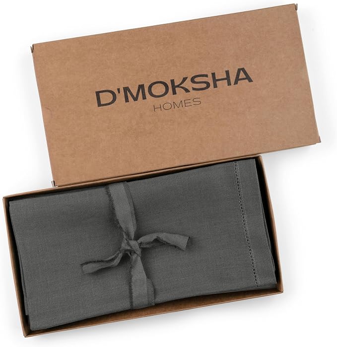 Signature Linen™ by D'Moksha Charcoal Gray Dinner Napkins Set of 8, 20 x 20 Inch Cloth Napkins, 100% Pure Linen, Hemstitch, Machine Washable Table Napkins- Summer, Weddings, Outdoor hostings - Image 4