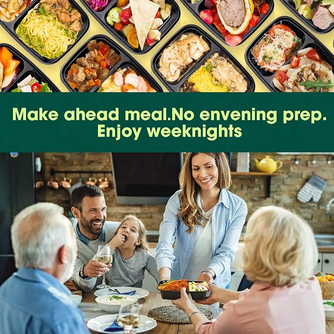 Glotoch Express 10 Pack 32 oz 2-Compartment Meal Prep Containers with Lids | Plastic Food Storage Containers for Lunch,Microwave,Freezer,Dishwasher Safe,Sturdy Leakproof & BPA Free Takeout Containers - Image 6