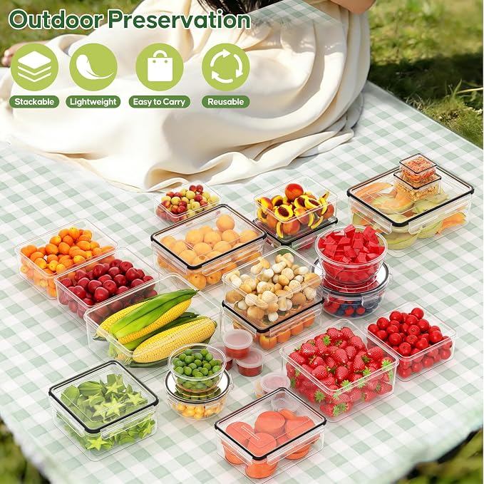 62 PCS Large Food Storage Containers with Lids Airtight (31 Lids & 31 Containers)- 85 OZ Reusable Plastic Leakproof Meal-Prep Container for Kitchen Storage Organization Microwave/Dishwasher Safe - Image 7