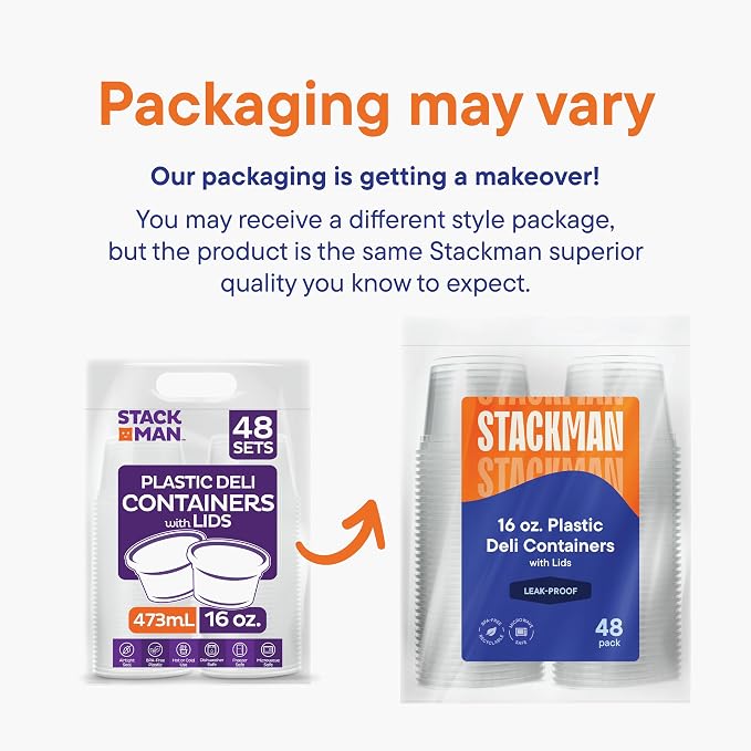 Stack Man [240 Sets - 16 oz.] Clear Plastic Deli Food Storage Containers with Airtight Lids - Soup Containers - Bulk Pack - 240/Case Brand - Image 5