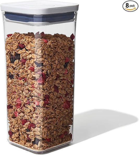 OXO Good Grips POP Container - Airtight Food Storage - Small Square Medium 1.7 Qt Ideal for granola, dried beans and snacks (Pack of 8) by Unknown
