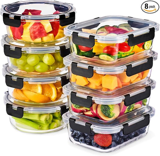 Sorbus Glass Meal Prep Containers, Dishwasher and Oven Safe Reusable Meal Prep Containers, Freezer Safe Glass Food Storage Containers with Airtight Lids by Sorbus
