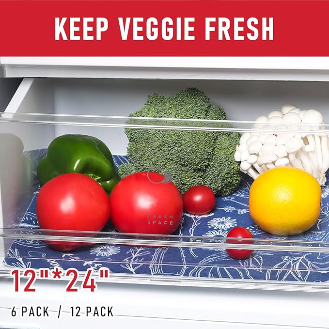 Cooyes Fridge Bin Liners, 12 Pack Refrigerator Liners with Non-Slip Particles, Drawer Mats for Kitchen Cabinets, Breathable Cloth Material, Washable, Keep Produce Fresh Longer - Image 5